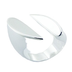 Skewed Open Oval Designer Ring Shiny 925 Silver Jewelry