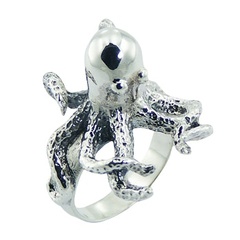925 Sterling Silver Ring Funky Octopus Gorgeous Detailing by BeYindi