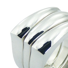Stacked Modern Triple 925 Sterling Silver Ring With Holder by BeYindi 2