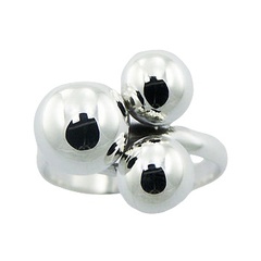 925 Sterling Silver Ring Shiny Threesome Of Spheres