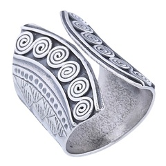 Art Nouveau Ornate Silver 925 Silver Open Cylinder Ring by BeYindi