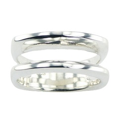 Stylish Two In One Smoothed 925 Silver Angular Shaped Bands by BeYindi 