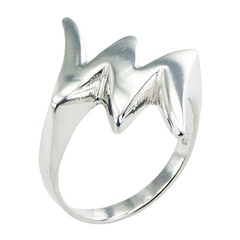 925 Silver Fancy Diagonal Aligned Puffed Zigzag Designer Ring