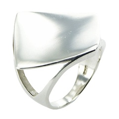 Striking Sterling Silver Concaved Diamond Shaped Designer Ring