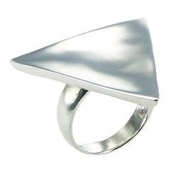 Stunning Shiny Concaved 925 Silver Minimalistic Triangle Ring