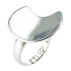 Unique Design Concaved Silver Moon Shaped Designer Ring