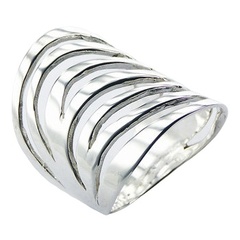 Sterling Silver Openwork Arched Open Wavy Designer Ring by BeYindi
