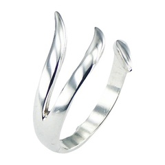 Plain Silver Ring Asymmetrical Tapering Shaped Claws by BeYindi