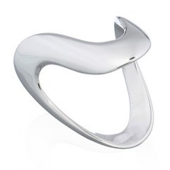 Plain Sterling Silver Designer Ring Generously Shiny Curve