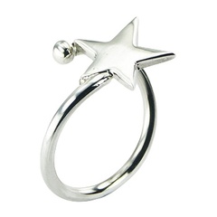 Delicate Open 925 Silver Star Ring With Fancy Whimsy Sphere