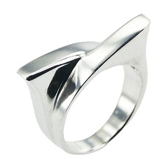 Upbeat Bent & Curved Sterling Silver Innovative Ring Design