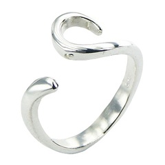 Plain Sterling Silver Open Band Curl Wraps Around The Finger