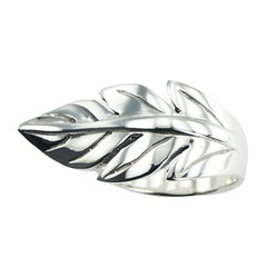 Softly Antiqued Relief Of A Fluted Leaf Designer Ring by BeYindi 