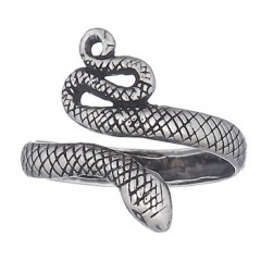 Silver Snake Designer Ring Ornamented Serpent Skin by BeYindi 