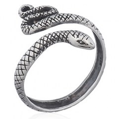 Silver Snake Designer Ring Ornamented Serpent Skin by BeYindi
