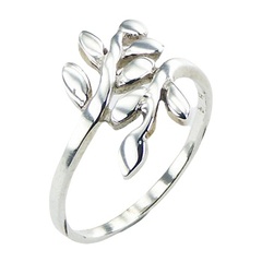 Sterling Silver Openwork Ring Delicate Twigs With Leafs