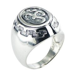 Aum Symbol Ornate Sterling Silver Signet Designer Ring