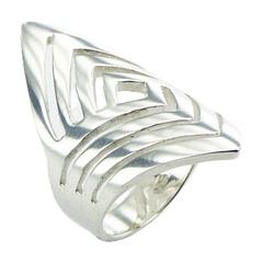 Stylish Open Diamond Shaped Openwork Silver Designer Ring by BeYindi