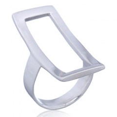 Minimalistic Curved & Shifted Open Rectangular Frame Ring