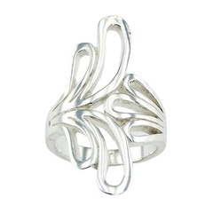 Asymmetrical Airy Ajoure 925 Silver Open Leafs Ring Design by BeYindi 