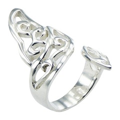 Adjustable Airy Ajoure Silver Stylish Open Designer Ring