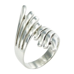 Plain Silver Ring Split Up Bands Wrap Around The Finger