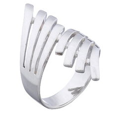 Plain Silver Ring Split Up Bands Wrap Around The Finger by BeYindi