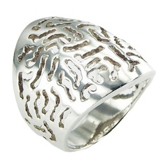 Bold Free Shapes Openwork Convexed Silver Designer Ring