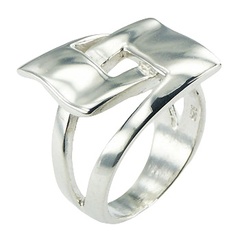 Wide Interlocked Open Rectangles Sterling Silver Designer Ring