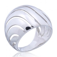 Bold Convexed Ring Open Wavy Pattern Sterling Silver Design by BeYindi