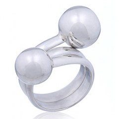 Adorable Sterling Silver Spiral Ring With Speres On Endpoints by BeYindi