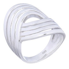 Elegant Fluted Flowing Band Tapered Silver Classic Ring by BeYindi