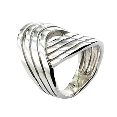 Elegant Fluted Flowing Band Tapered Silver Classic Ring