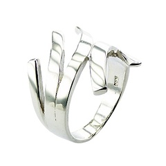 Asymmetrical Open Ring Sterling Silver Curved Claws