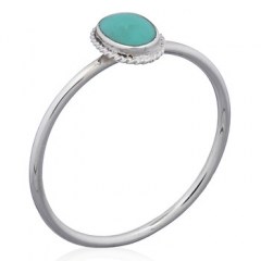 Floral Ovate Turquoise Sterling Silver Rings