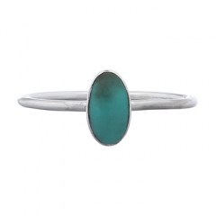 Oval Turquoise Silver Stack Ring by BeYindi 