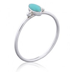 Howlite Turquoise Marquise Shape Silver Ring by BeYindi