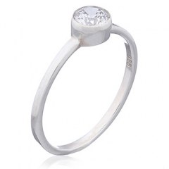 925 Silver Ring Round Clear Cubic Zirconia by BeYindi