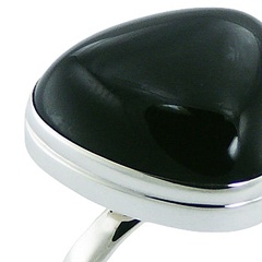 Black Agate Gemstone Sterling Silver Ring Smoothed Triangle 3