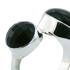 Chic Black Agate 925 Sterling Silver Ring Mixed Shapes by BeYindi 3