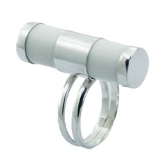 High Fashion Hydro Quartz Ring Glass Cylinder Set In 925 Silver