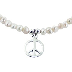 925 Silver Freshwater Pearl Bracelet Peace Charm 2