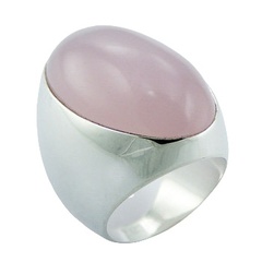 Silver Ring Bold Pink Oval Hydro Quartz Cabochon by BeYindi