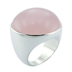 Soft Pink Translucency Round Sterling Silver Hydro Quartz Ring
