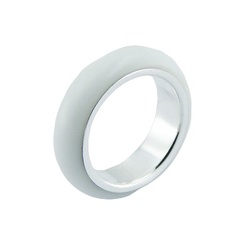 Trendy White Hydro Quartz Ring Band With Sterling Silver Lining