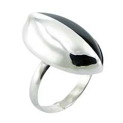 Half and Half Black Agate Ring Captivating Silver & Gemstone