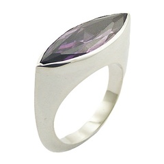 Marquise Cut Cubic Zirconia Slender Sterling Silver Ring