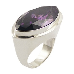 Bold Fashionable Hue Of Violet Cubic Zirconia 925 Silver Ring