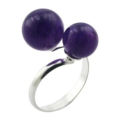 Two Amethyst Spheres Ring With Sterling Silver