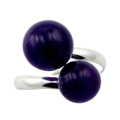 Two Amethyst Spheres Ring With Sterling Silver by BeYindi 